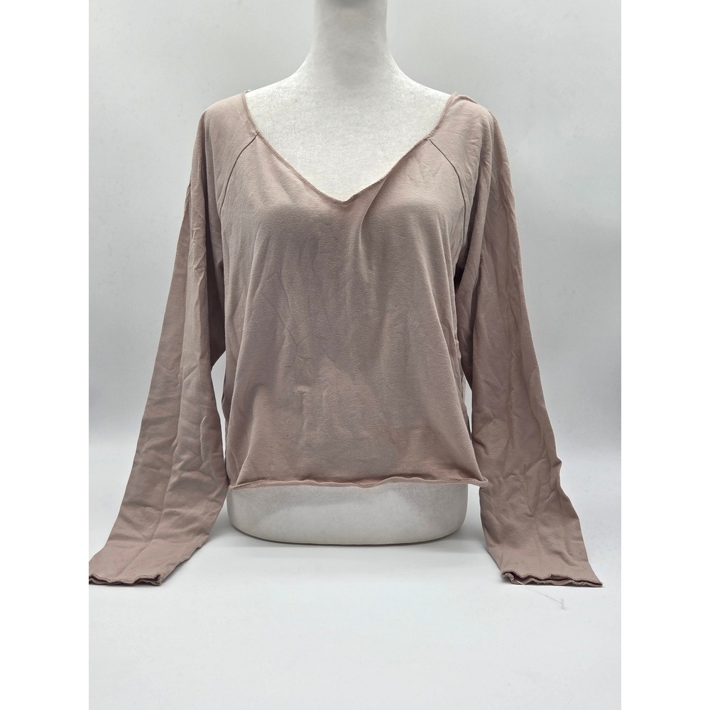Wild Fable Women's XXL Taupe V-Neck Long Sleeve Cotton Blend Top 101-501